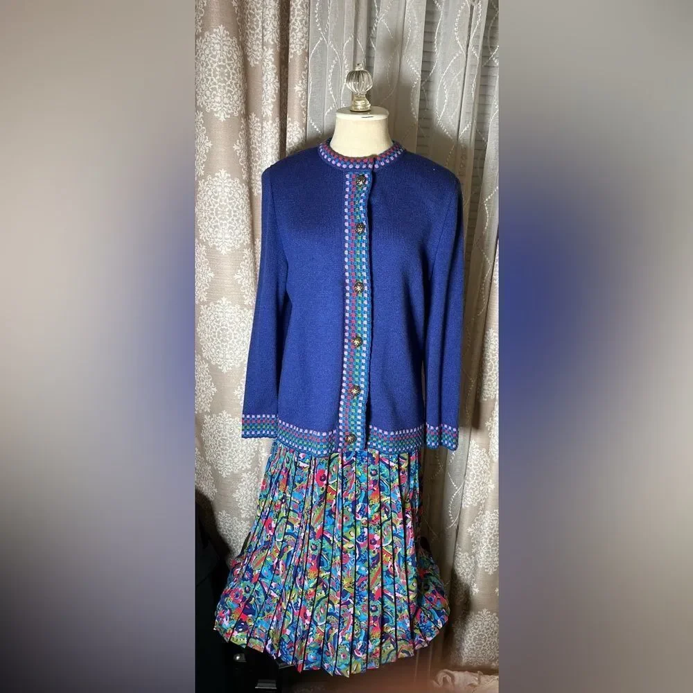 Castlebrook Vintage Cardigan Sweater and Skirt Set - Size 8